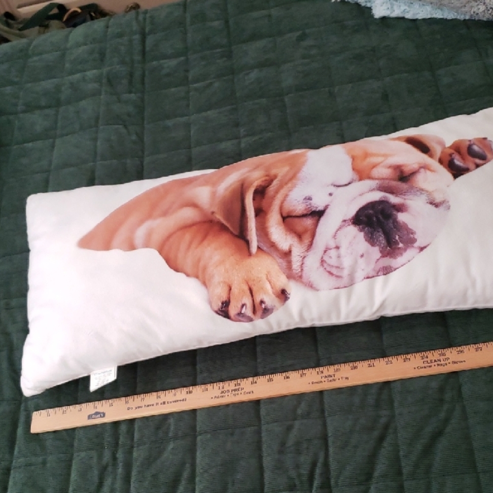 Cozy White Bulldog Print Pillow